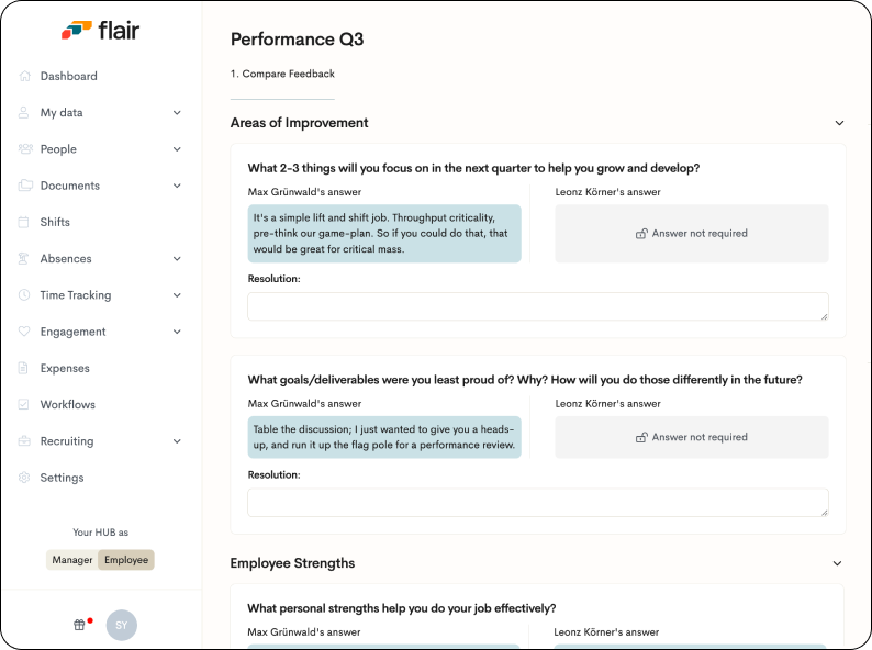 Performance Review zum Feedback teilen