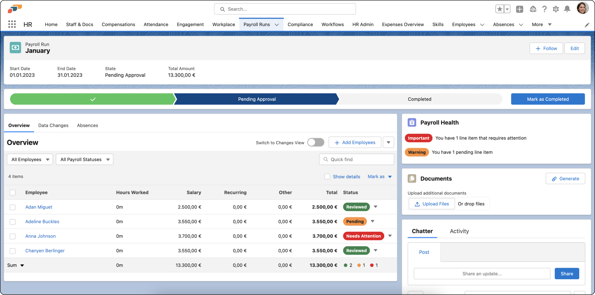 Lohnabrechnung Dashboard