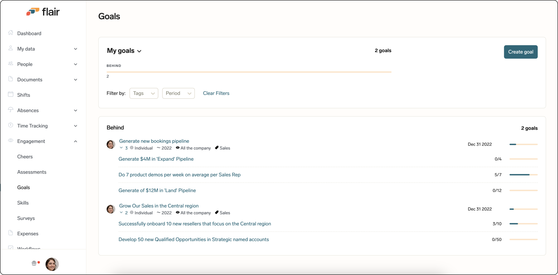 Ziele Dashboard